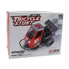 Boxed toy tricycle stunt set with 'Tricycle Stunt' branding on a white background
